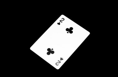 İki numaralı yonca kartı üzerine siyah izole