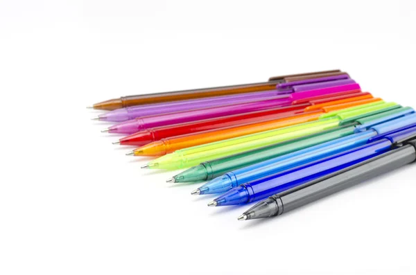 Colorful pens isolated on white — Stock Photo, Image