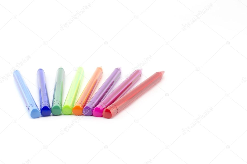 Colorful pens isolated on white