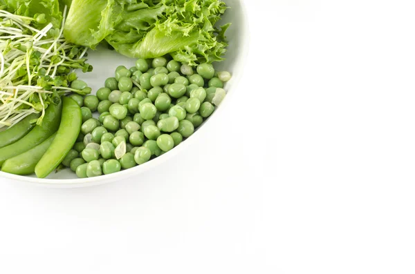 Green vegetable on white dish isolated on white background — Stock Photo, Image