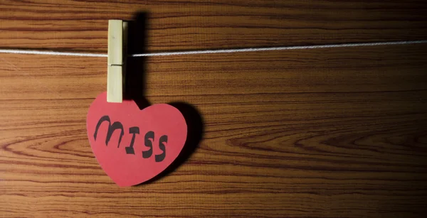 Red heart word miss — Stock Photo, Image