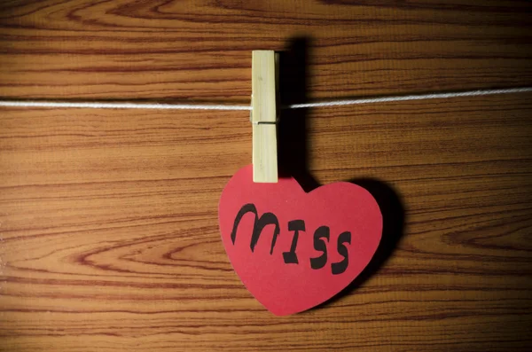 Red heart word miss — Stock Photo, Image