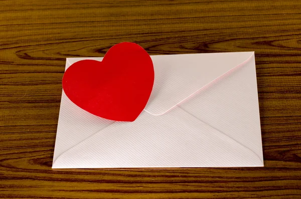 Red heart with pink envelope — Stock Photo, Image