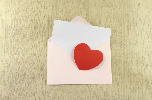 Red heart with pink envelope — Stock Photo, Image