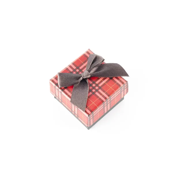 Red gift box isolated on white — Stock Photo, Image