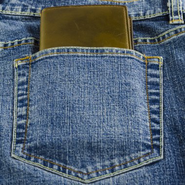 Mavi jeans cep cüzdan ile