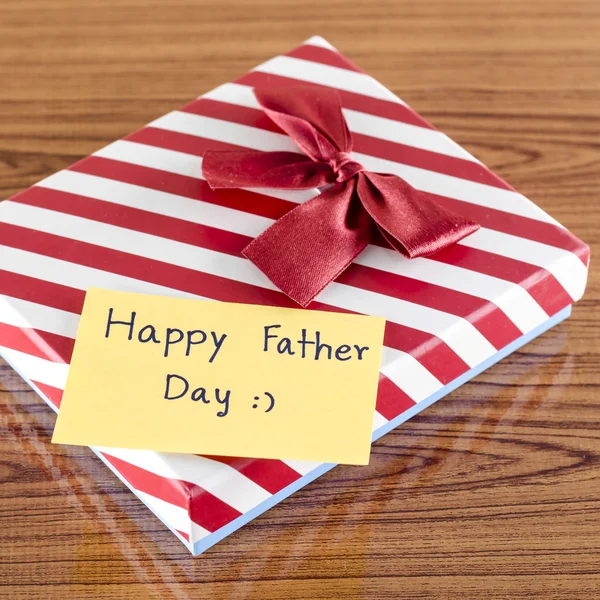 Gift box with card write happy father day — Stock Photo, Image
