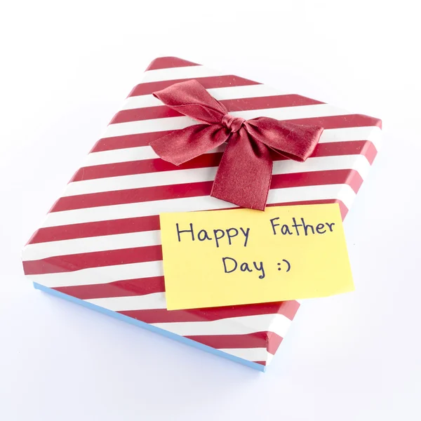 Gift box with card write happy father day word — Stock Photo, Image