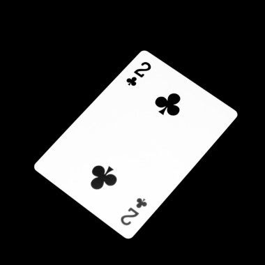 İki numaralı yonca kartı üzerine siyah izole