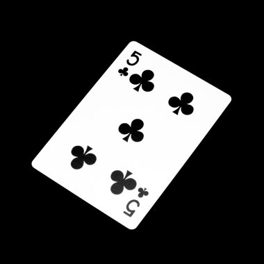 Beş numaralı yonca kartı üzerine siyah izole