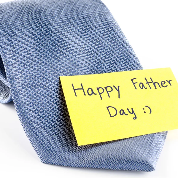 Corbata con tarjeta etiqueta escribir feliz padre día palabra —  Fotos de Stock