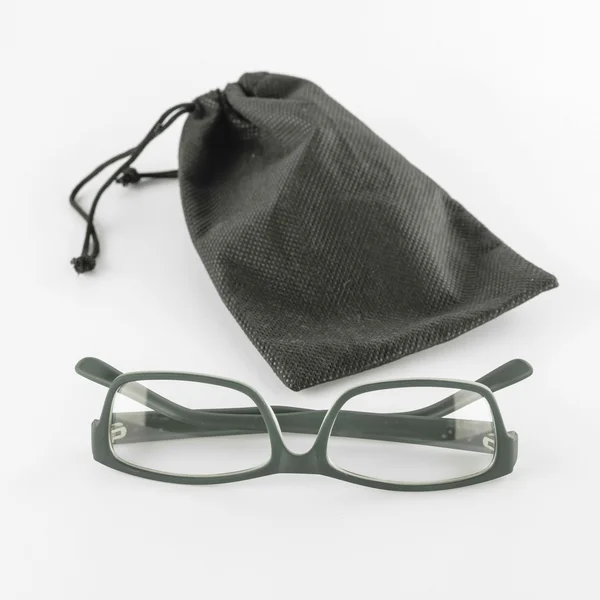 Glasses with black bag — Stock Photo, Image