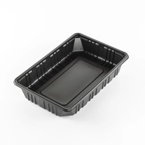 Black plastic tray — Stock Photo, Image