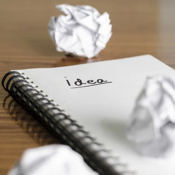 Notebook with crumpled paper — Stock Photo, Image