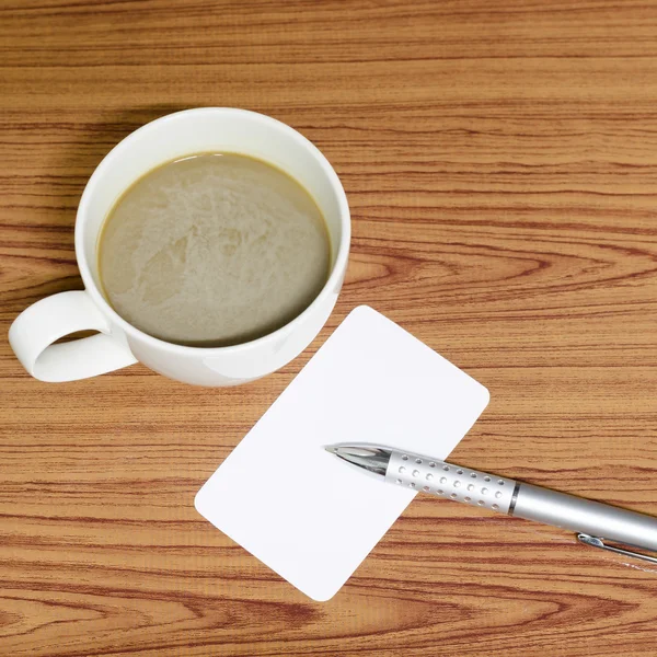 Tasse à café et carte de visite — Photo