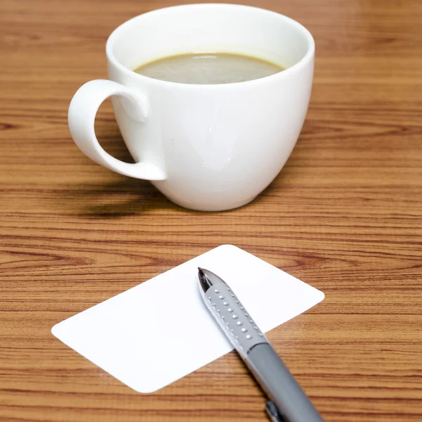 Tazza di caffè e biglietto da visita — Foto Stock