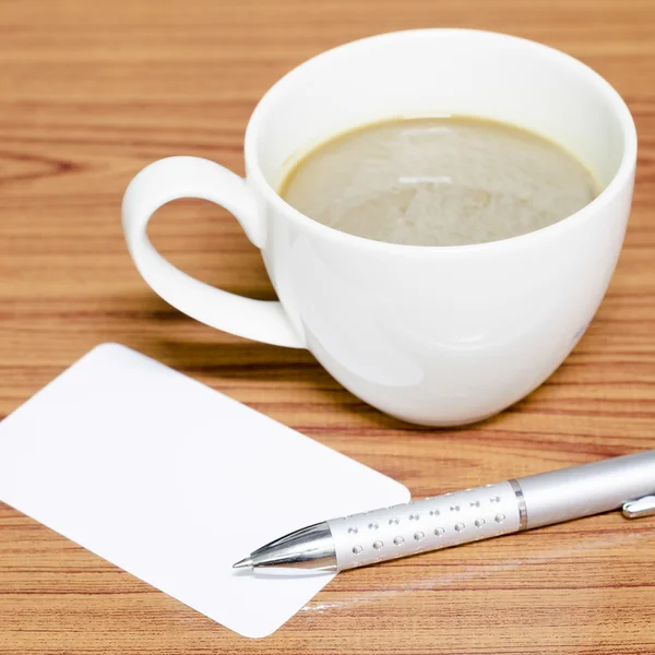 Tazza di caffè e biglietto da visita — Foto Stock