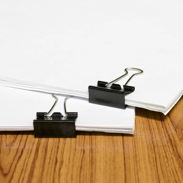 Stack of papers with clip — Stock Photo, Image