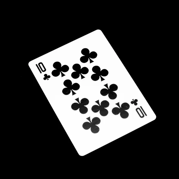 Karta koniczyna numer dziesięć na czarnym tle — Zdjęcie stockowe