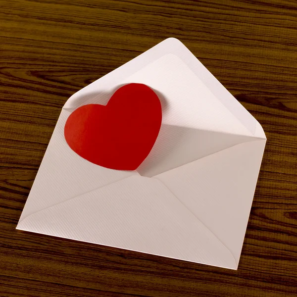 Red heart with pink envelope — Stock Photo, Image