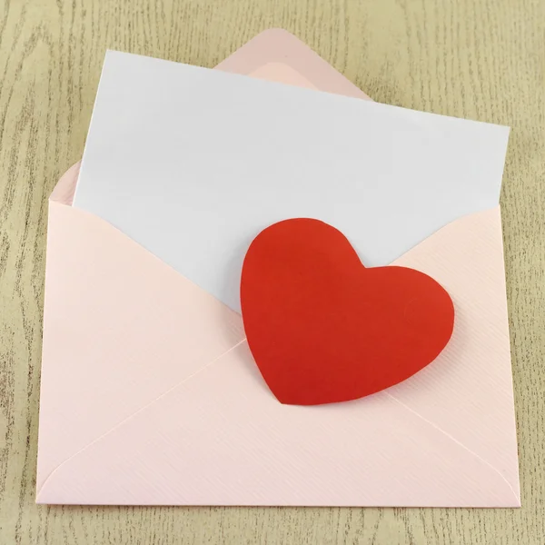 Red heart with pink envelope — Stock Photo, Image