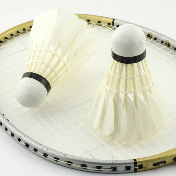 Raket badminton Servisi horoz — Stok fotoğraf