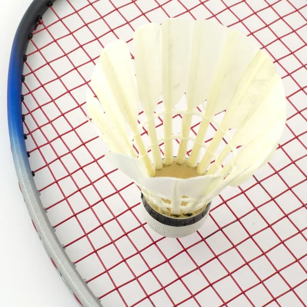 Badminton raketa s raketoplánu kohout — Stock fotografie