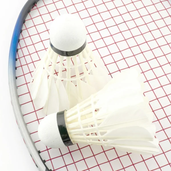 Badminton izolovaných na bílém — Stock fotografie