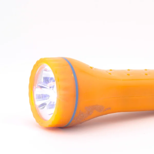 Orange flashlight isolated on white — Stock Photo, Image