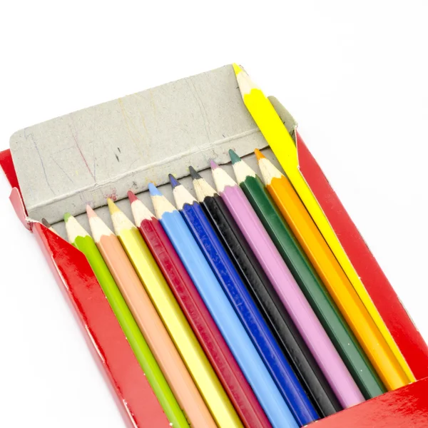 Pensil warna diisolasi pada warna putih — Stok Foto