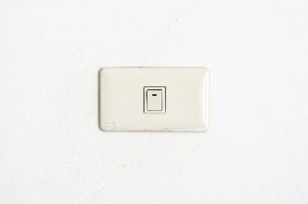 Witte switch op de muur — Stockfoto