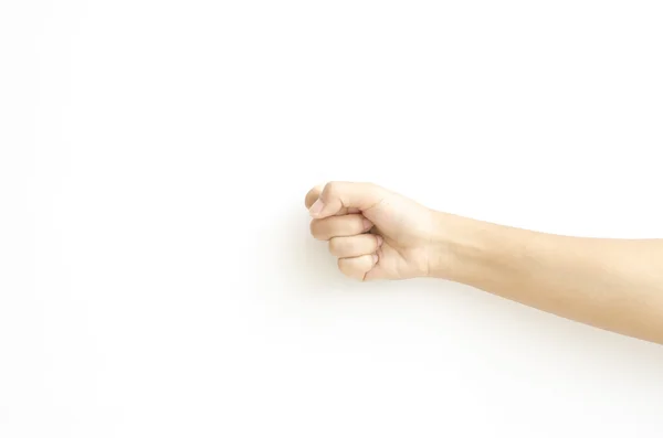 Znak ręki ludzkiej wytrzymałości na białym tle — Zdjęcie stockowe