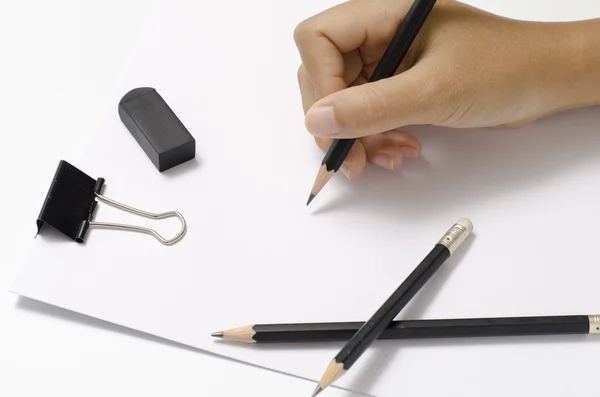 Handschrift mit schwarzem Bleistift auf Papier — Stockfoto