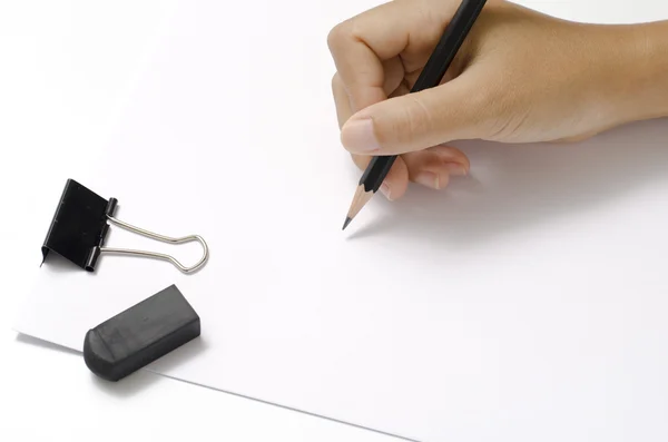 Handschrift mit schwarzem Bleistift auf Papier — Stockfoto