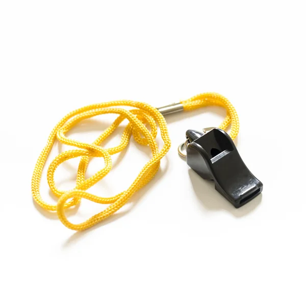 Whistle with yellow lace — Stock Photo, Image