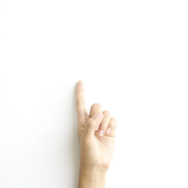 Femme mains tiennent signe — Photo
