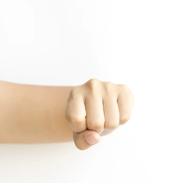 Human strength hand sign isolated on white — Stock Photo, Image