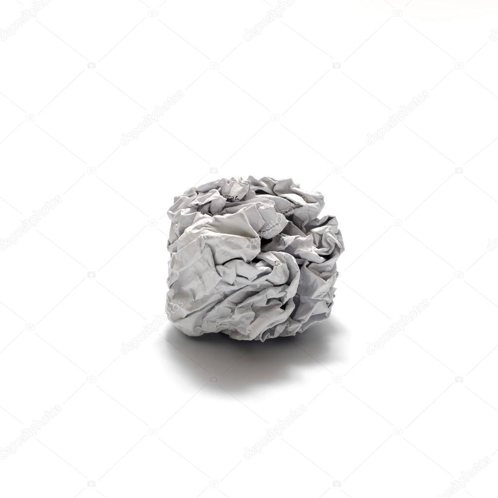 white crumpled paper ball