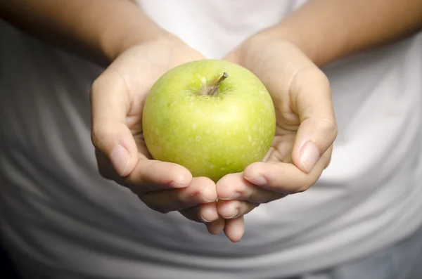 Hand holding apple fruit — Stock Photo, Image