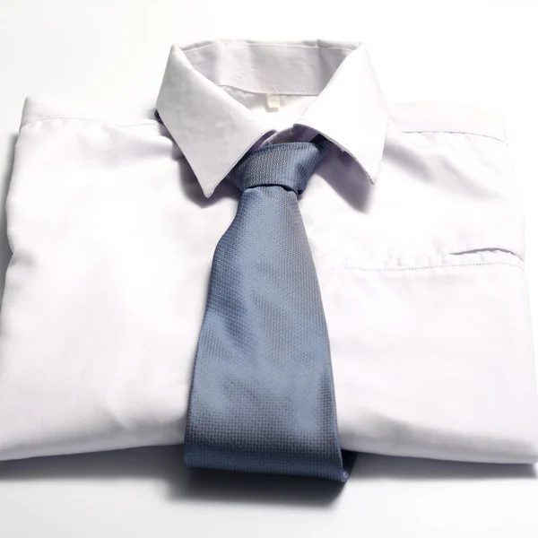 Biała koszula krawat niebieski — Zdjęcie stockowe