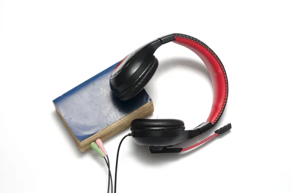 Head phone with book concept audio book — Stock Photo, Image