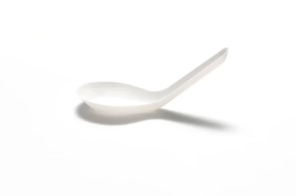 Cucchiaio di plastica bianca — Foto Stock