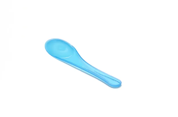 Blue plastic spoon — Stock Photo, Image