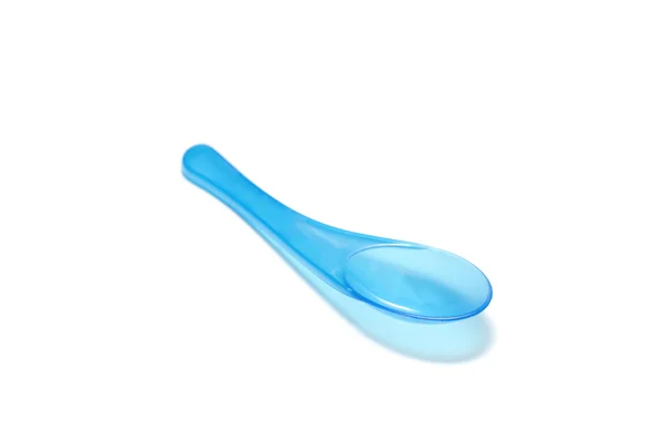 Blue plastic spoon — Stock Photo, Image