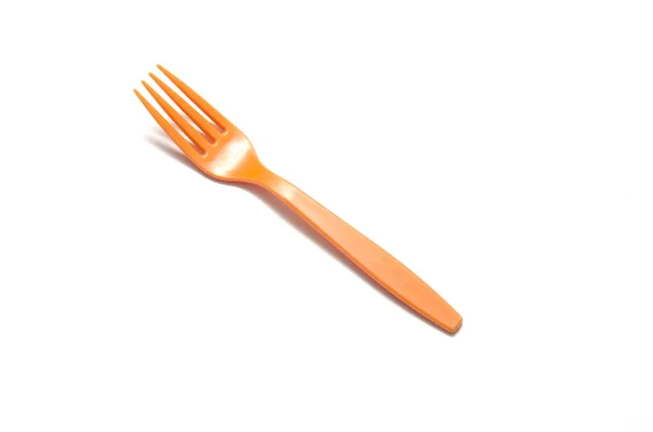 Forchetta di plastica arancione — Foto Stock