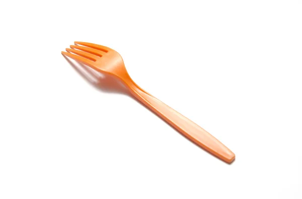 Tenedor de plástico naranja — Foto de Stock