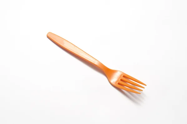 Fourchette plastique orange — Photo