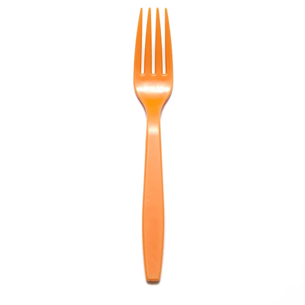 オレンジ色のプラスチック フォーク — ストック写真