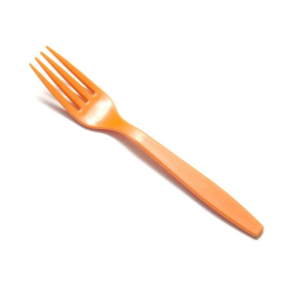 Orange plastic fork — Stock Photo, Image