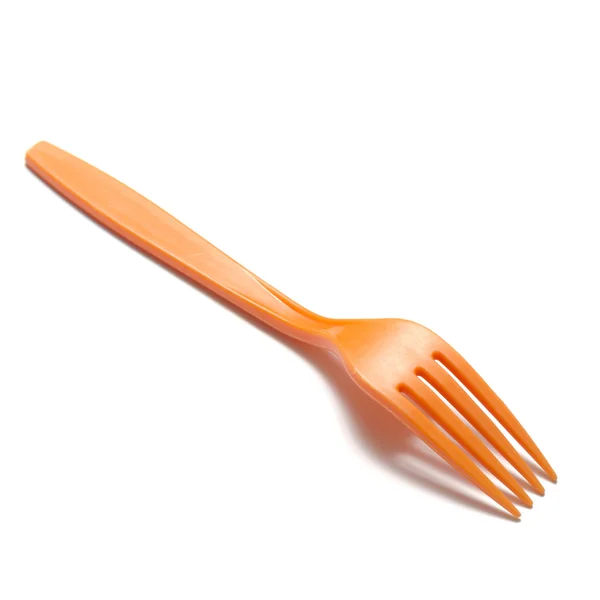 Oranje plastic vork — Stockfoto